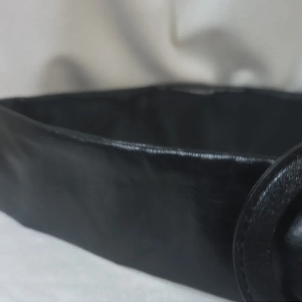 Vintage 80's women's black dress belt, wide design and a matching Buckle